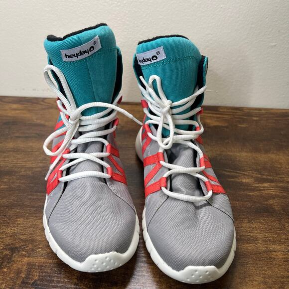 Heyday Sneakers 7 Women Bodybuilding Hip Hop High Top Blue Gray Coral Athletic - Picture 7 of 10